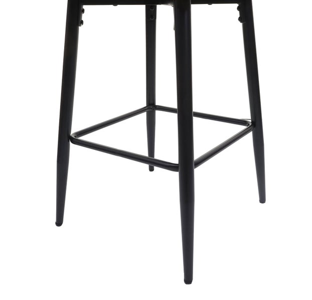 Detailaufnahme des Metallgestells eines Barhockers