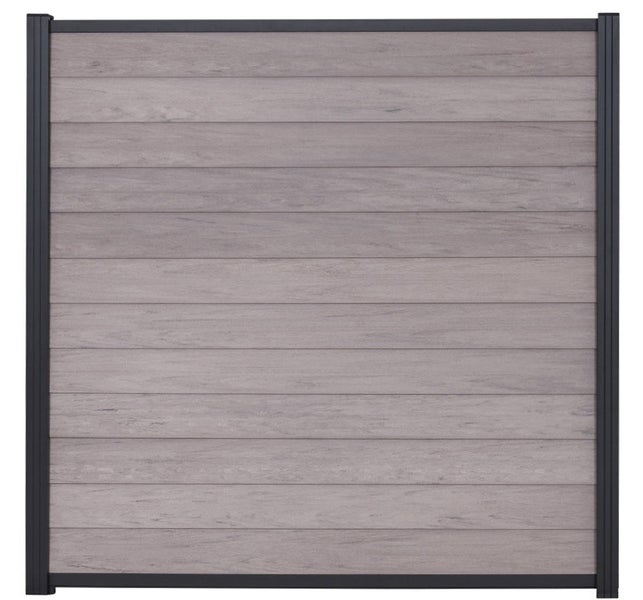 GartenLand WPC Zaun Schwedenprofil ca. 180 x 180 cm Sichtschutz Steckzaun Sand-Multicolor Aluminium Anthrazit Ohne Pfosten