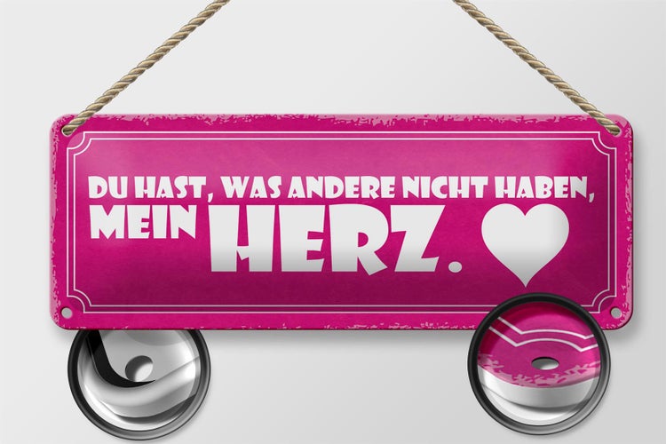 Blechschild Spruch 27x10cm du hast was andere nicht haben mein Herz