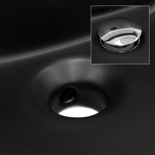 ML-Design Waschbecken Keramik Schwarz matt 67,5x51,5x21,5 cm Oval, Einbauwaschbecken mit Hahnloch, Überlauf, Aufsatzwaschbecken Einbauwaschtisch Waschschale Waschplatz Handwaschbecken, für Badezimmer