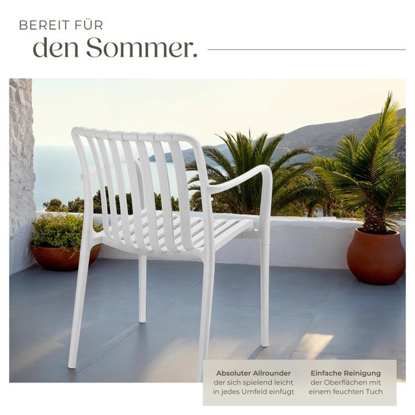 Gartenstühle tectake Alcudia 54,5 x 58 x 80,5 cm, Belastbarkeit 120 kg wetterfest und UV-beständig weiß