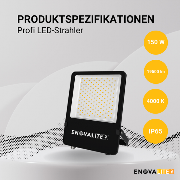 LED-Strahler mit 150 Watt, 19500 Lumen, 4000 Kelvin und Schutzart IP65