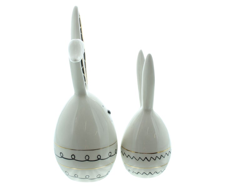 FRANK FLECHTWAREN | Hase Style, 2er Set, PORZELLAN, 6,5 x 6,5 x 16cm, 9 x 9 x 22cm