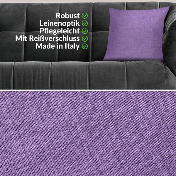 Kissenhülle Leinenoptik 50x50cm ohne Füllung Lila