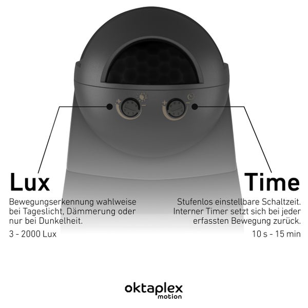Oktaplex Lea 180° Bewegungsmelder Aussen mit Unterkriechschutz IP54 anthrazit