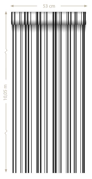 Tapetenrolle mit Streifenmuster, 53 cm breit und 10,05 m lang