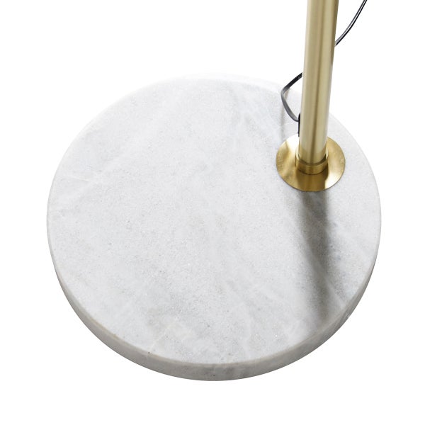 Runder Lampenfuß aus Marmor mit metallischem Ständer für eine Stehleuchte.