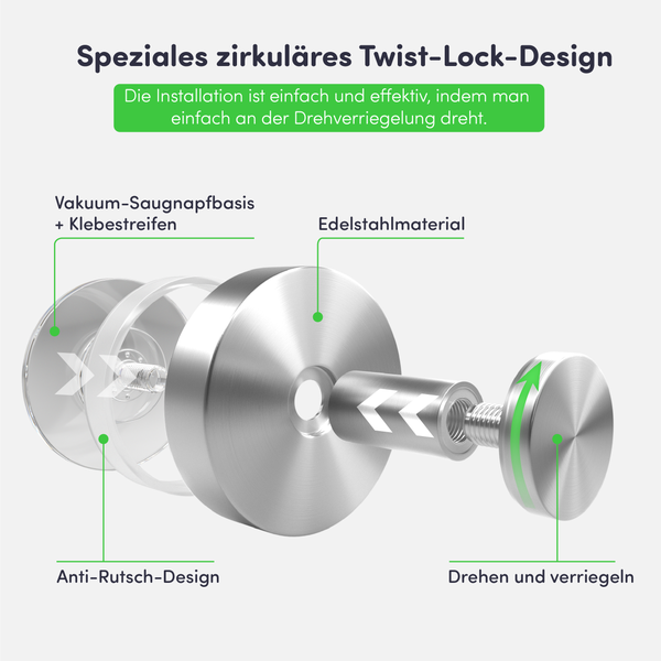 EAVY Handtuchhaken Edelstahl Silber Saugnapf 2er Pack