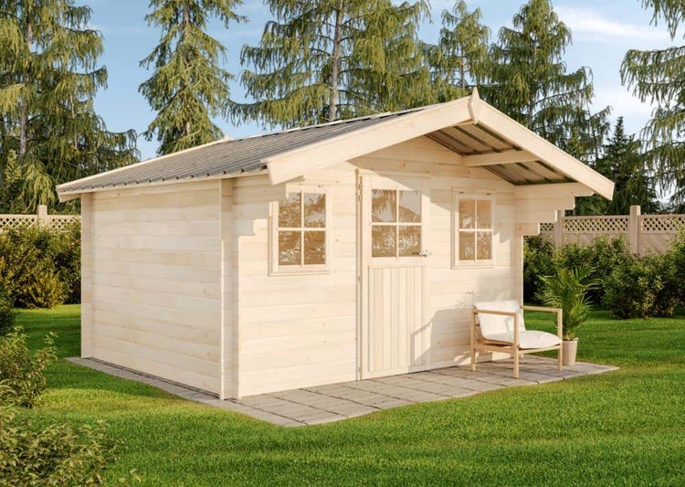 Alpholz Gerätehaus Manitoba Gartenhaus aus Holz, Holzhaus mit 28 mm Wandstärke, Blockbohlenhaus mit Montagematerial