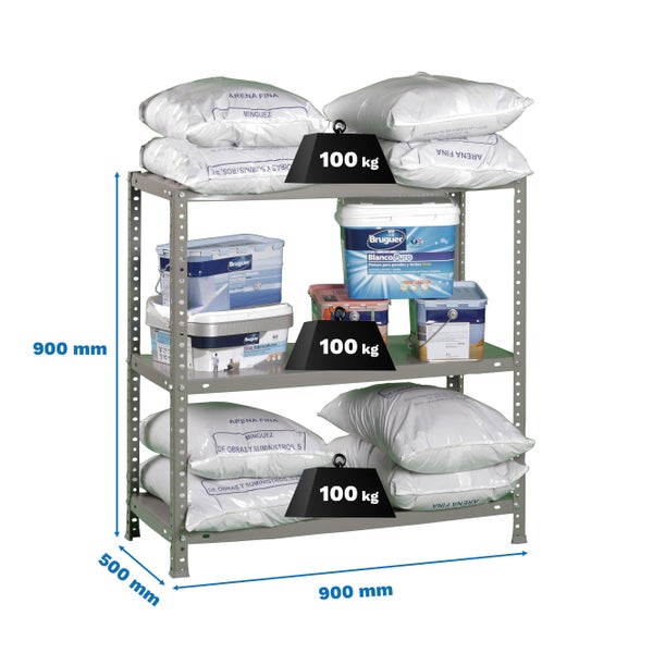 PROREGAL Schraubregal Panda Mini HxBxT 90 x 90 x 50 cm Fachlast 100 kg Grau