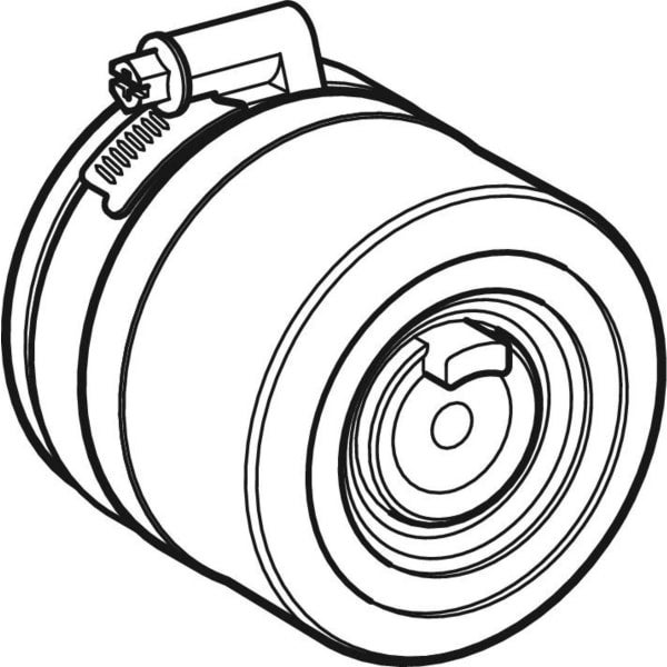 Flexible Rohrkupplung mit Schlauchschelle zur Verbindung von Abwasserrohren.