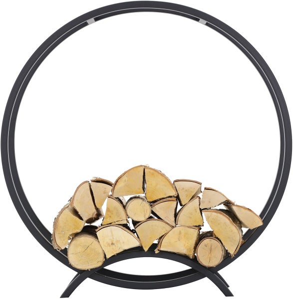 Kreisförmiger Holzständer mit Holzscheiten