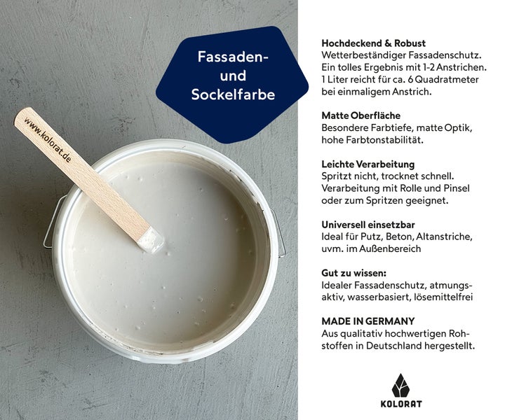 Kolorat Fassaden- & Sockelfarbe - Dunkelblau K/52-22-10-57/T – 10L Hochwertige Fassadenschutz, Sockelfarbe, Silikonharzfassadenfarbe, wasserabweisend, wetterbeständig, farbtonstabil, für Fassaden und Sockel im Außenbereich