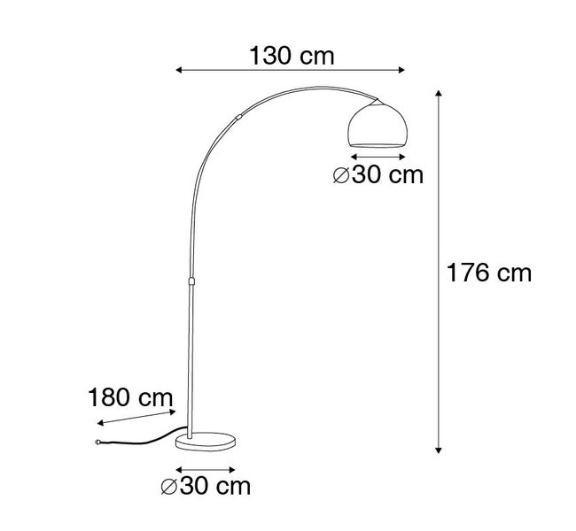 Skizze einer Stehlampe mit Abmessungen