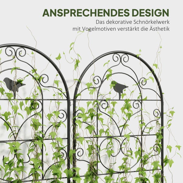 Outsunny Rankgitter Metall 2er Set zum Stecken rostfrei Rankhilfe mit Vogeldesign für Kletterpflanzen 50x120 cm Spalier für Zimmerpflanzen Pflanzenspalier für Tomaten Blumen Kletterpflanzen Schwarz