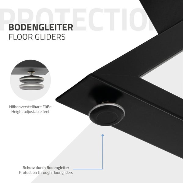ML-Design 2 Stück Tischbeine 40xH71cm, Tischkufen X-Form, aus Stahl pulverbeschichtet, Schwarz, Industriedesign, Kufengestell für Esstisch/Schreibtisch, Tischgestell, Metall Möbelfüße für DIY-Projekte