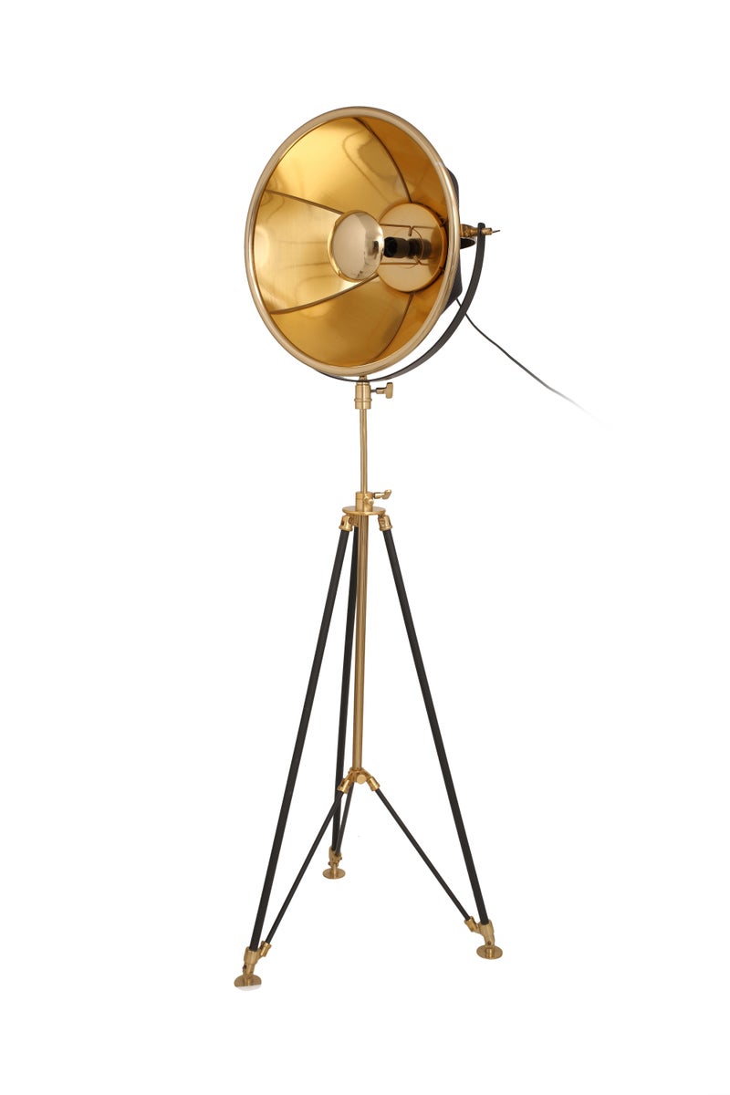 Vintage Industrielampe Stehlampe im Loft Design Studio Look Gold Schwarz | Wohnzimmer Esszimmer Leuchte