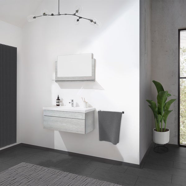 Home Deluxe - Badmöbel-Set - WANGEROOGE BIG Grau - Medium - inkl. Waschbecken und komplettem Zubehör - Breite Waschbecken: 60 cm | Badezimmermöbel Waschtisch Badmöbelset