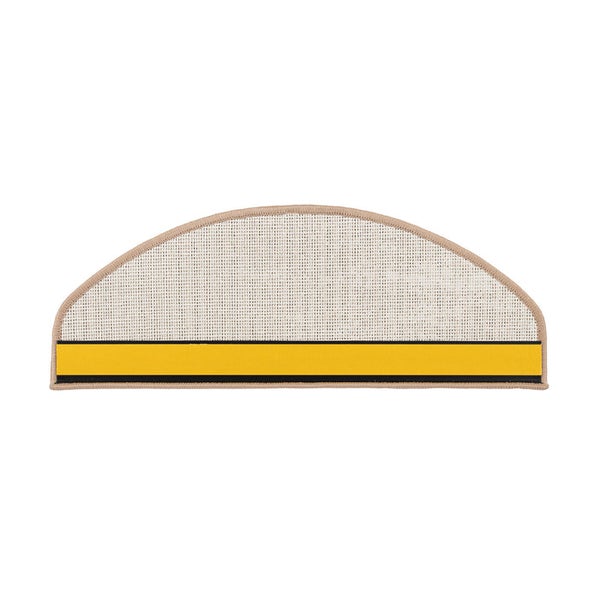 FLOORDIREKT Stufenmatte Sabang - Sisaloptik - Gekettelter Rand & Selbstklebend - Beige - 23,5 x 65 cm - Halbrund