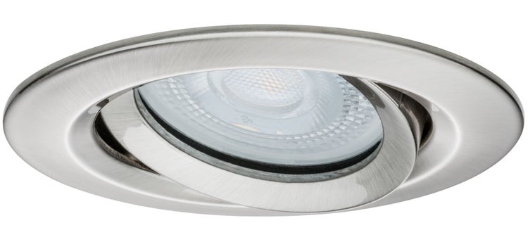 LED Einbauleuchte Nova Plus Einzelleuchte schwenkbar IP65 rund 93mm 30° GU10 7W 460lm 230V dimmbar 2700K Eisen gebürstet