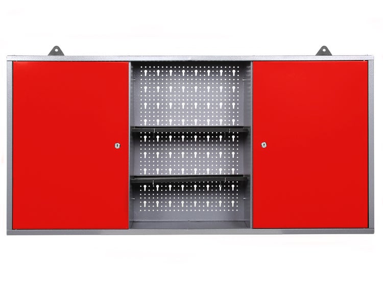 Ondis24 Werkstatt Set Klaus 120 cm 1 Schrank LED rot, Werkstatteinrichtung, Werkbank