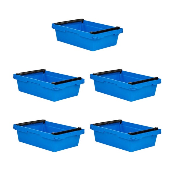 PROREGAL SparSet 5x Conical Mehrweg-Stapelbehälter mit Stapelbügel Blau HxBxT 17,3 x 40 x 60 cm 29 Liter Lagerbox Eurobox Transportbox