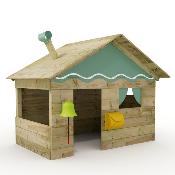 WICKEY Kinder Spielhaus Hostel mit Holzdach und Fenster  - pastellblau