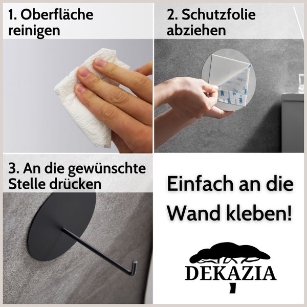 DEKAZIA® Toilettenpapierhalter ohne Bohren schwarz Toilettenpapierhalter schwarz matt Klopapierhalter ohne Bohren Klorollenhalter ohne Bohren Klopapierhalter Toilettenpapierhalter WC Papier Halterung