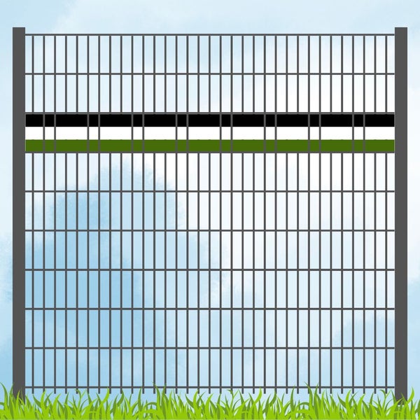 Doppelstabmattenzaun mit Sichtschutzstreifen