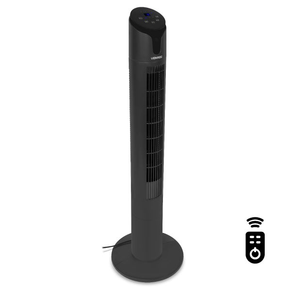 VONROC Hochwertiger Turmventilator – 110 cm – Inklusive Fernbedienung – 3 Geschwindigkeitsstufen – Schwenkfunktion – 15-Stunden-Timer – Schwarz