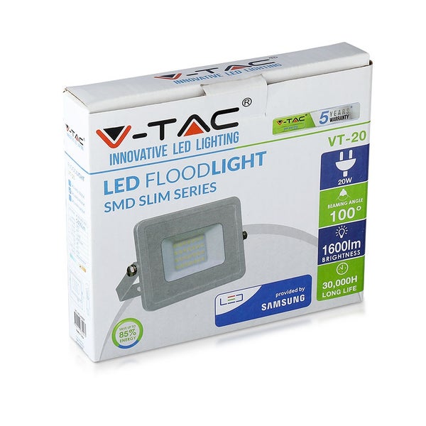 Verpackung eines V-Tac LED-Flutlichtstrahlers der SMD Slim Serie