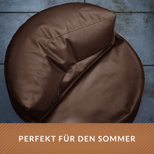Green Bean Sitzsack Sofa aus Kunstleder mit EPS Perlen Füllung - Lounge im Sitzsack-Design 90 x 50 cm mit ergonomischer Rückenlehne - Dunkelbraun