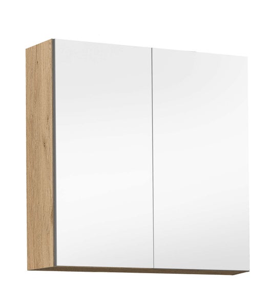 mokebo Bad Spiegelschrank 'Die Badenixe', Bad-Hängeschrank mit Spiegel in Eiche-Schwarz in 71x70x23 (HxBxT in cm)