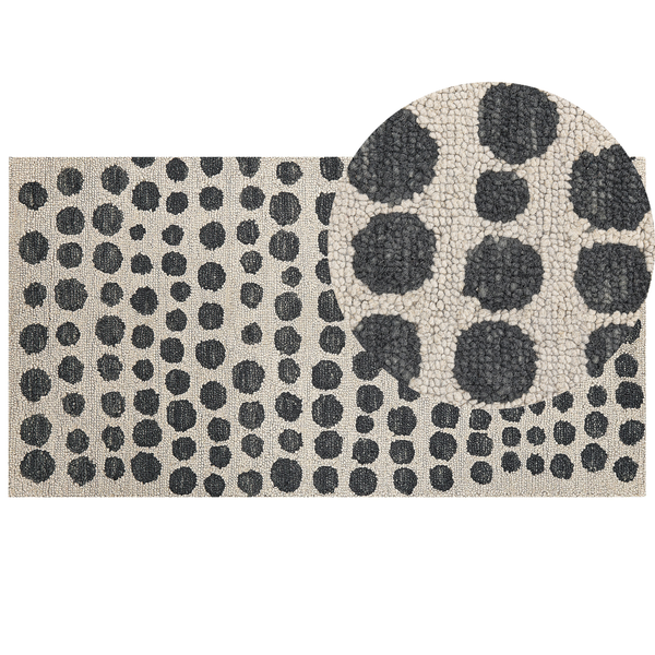 Teppich HAVRAN Schwarz / Weiß 80 x 150 cm Wolle