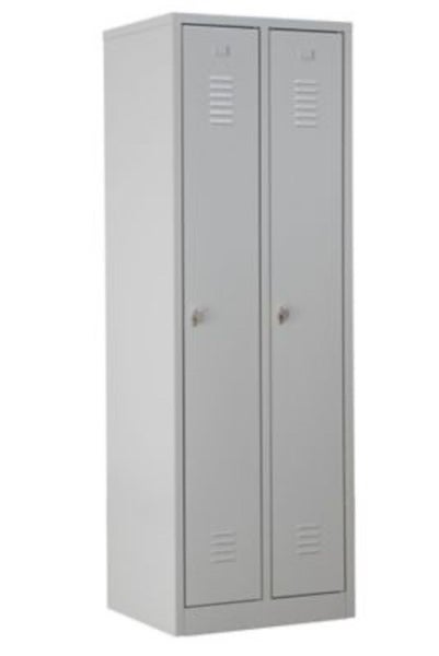 PROREGAL Garderobenspind Camel 2-Fächer HxBxT 180 x 60 x 50 cm Vorhängeschloss Grau