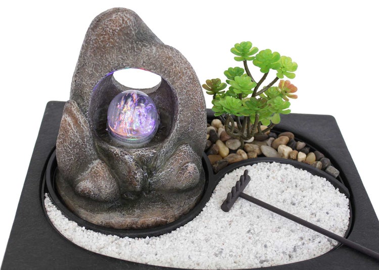 Zimmerbrunnen Tischbrunnen Zen Garten ZenGarden Rock Led 10993