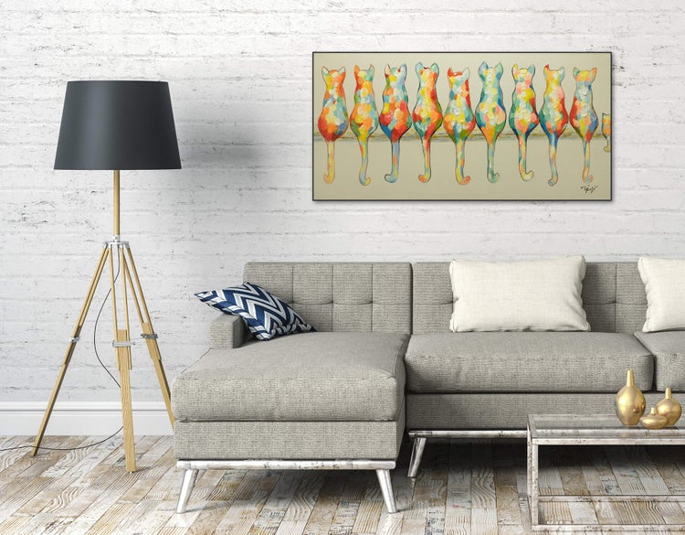 Handgemaltes Gemälde Acrylfarbe 120x60cm Bunt