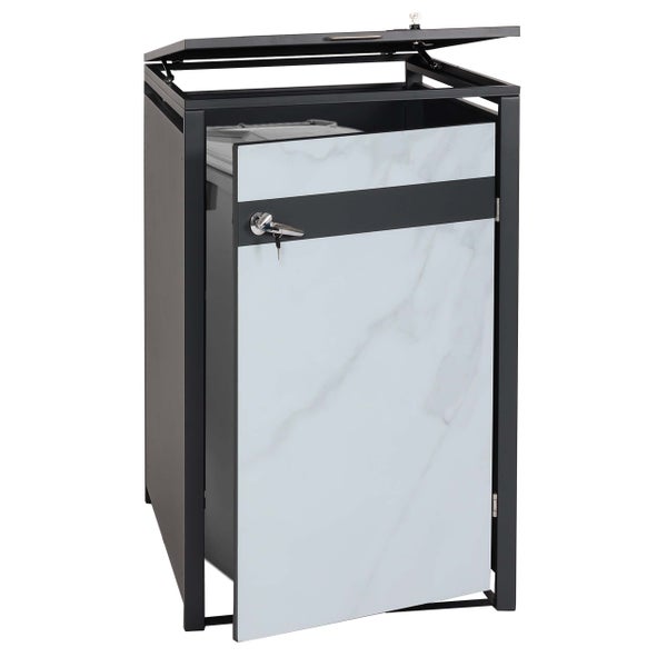 Zeitungsbox aus Metall mit Marmorfront und Schloss