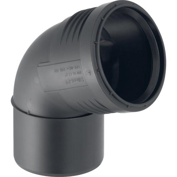 Geberit Silent-PP Bogen DN 90 mit 67,5 Grad aus grauem Polypropylen für Abwasserleitungen.