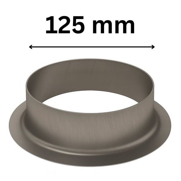 Wandflansch mit einem Durchmesser von 125 Millimeter für Lüftungsrohre.