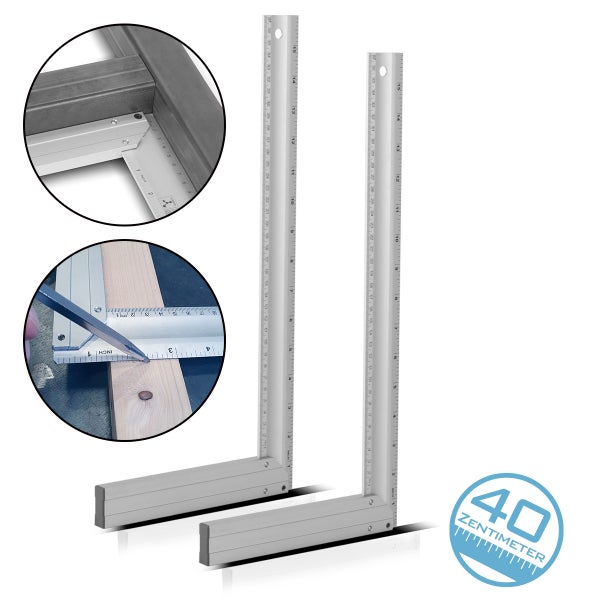 2 x Aluminium Anschlagwinkel 400 mm Winkel mit cm und Zoll genietet