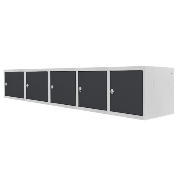 PROREGAL Mega Deal | 5x Schließfachwürfel Blocky mit Drehriegelschloss für Vorhängeschloss | HxBxT 40x40x40cm | Lichtgrau/Anthrazitgrau | Tresor