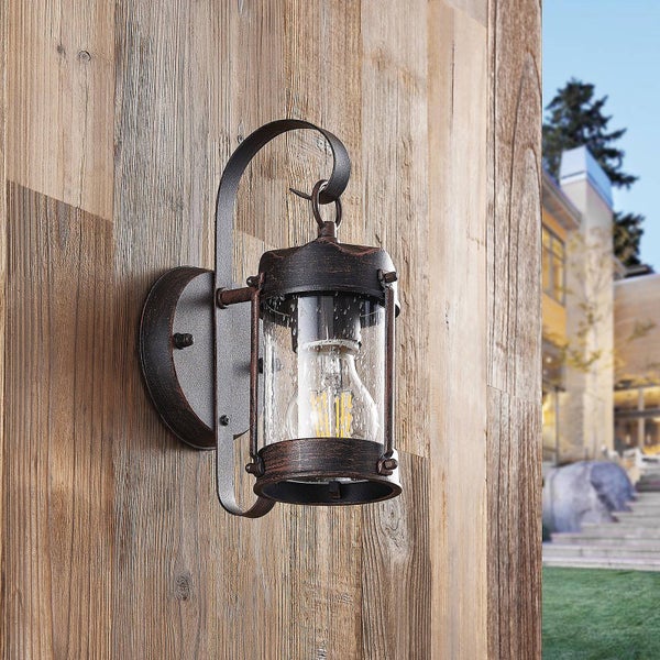 Lindby Wandleuchte außen Farly (Landhaus, Vintage Rustikal) in Braun aus Aluminium (1 flammig E27) - Außenwandleuchten Wandlampe Led Außenlampe Outdoor für Außenwand/Hauswand Haus