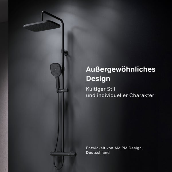 Duschsystem mit Kopfbrause und Handbrause von AM.PM Design in modernem Design für die Wandmontage.