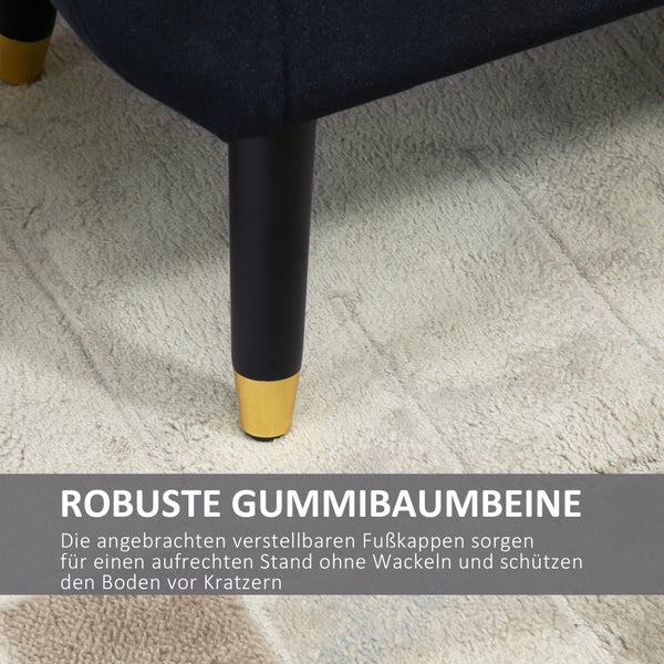 HOMCOM Sitzbank mit Stauraum Armlehnen Polsterbank mit Samtoptik, Sitztruhe mit Holzbeine, Truhenbank für Wohnzimmer Schlafzimmer Flur 107 x 42 x 65 cm, Schwarz