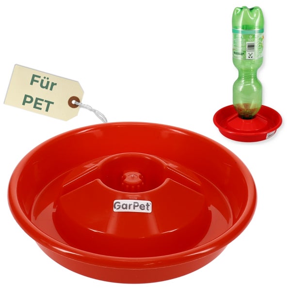 Roter GarPet Futterautomat für Haustiere mit Wasserflasche und Anhänger