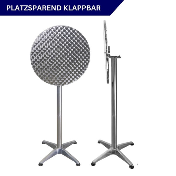 Klappbarer Stehtisch aus Metall in runder Form