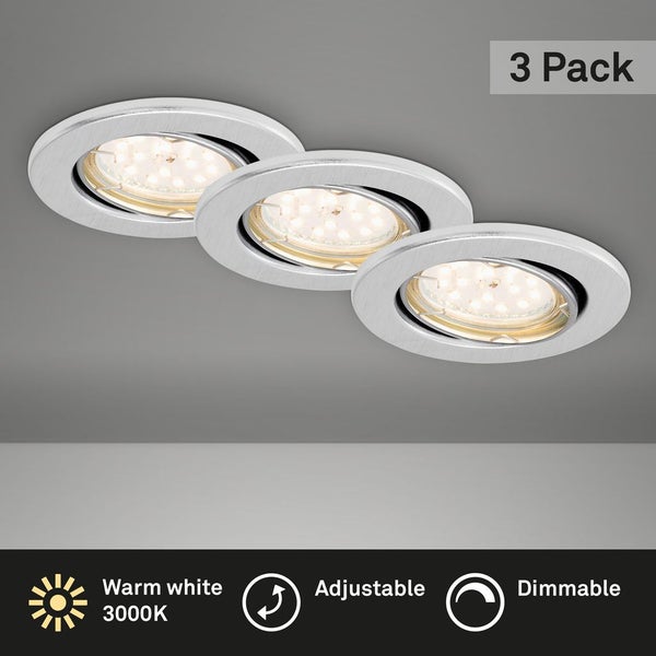 LED Einbauleuchte 3er Set dimmbar schwenkbar IP23 GU10 Ø8,6cm 5W alu Briloner