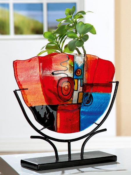 Vase GILDE Vasen Höhe 49,5cm Breite 45,5cm rot Glas