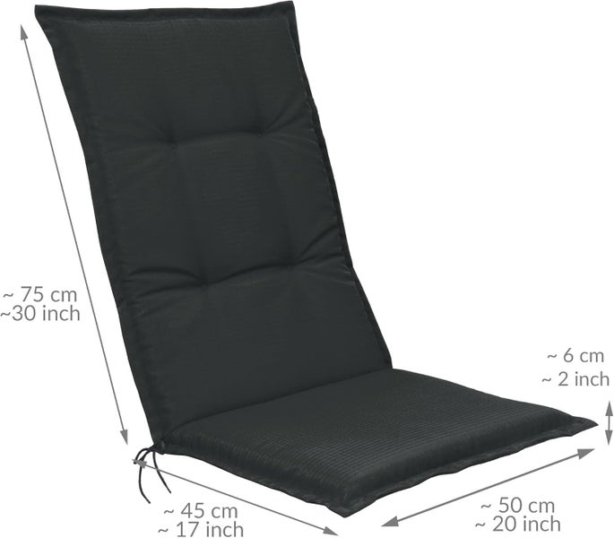 Gepolsterte Stuhlauflage mit den Maßen 75 cm x 50 cm x 6 cm